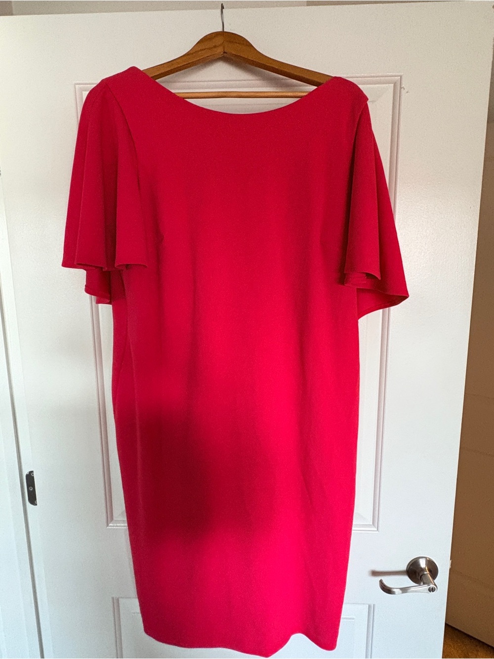 Calvin Klein Hot Pink Flutter-Sleeve Midi Dress